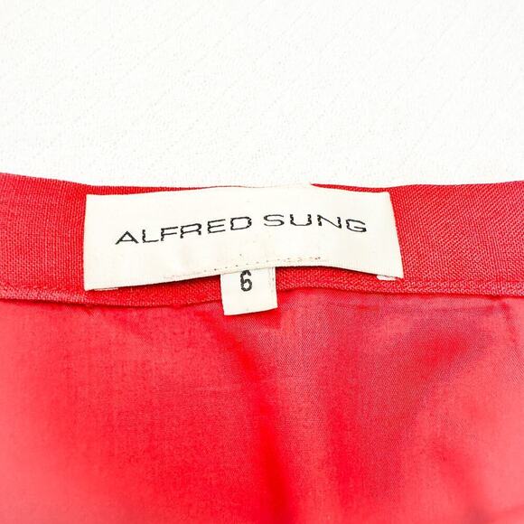Alfred Sung Vintage Front Split Red Wool Pencil Skirt High Quality Size 6 NWOT - Picture 2 of 4